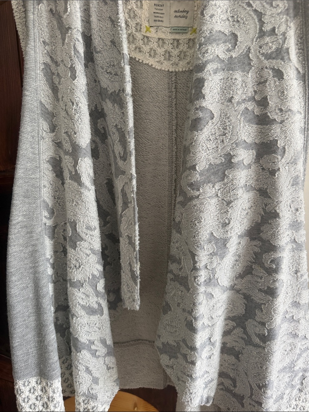 Anthropologie Light Gray Open-Front Draped Vest - Picture 3 of 4